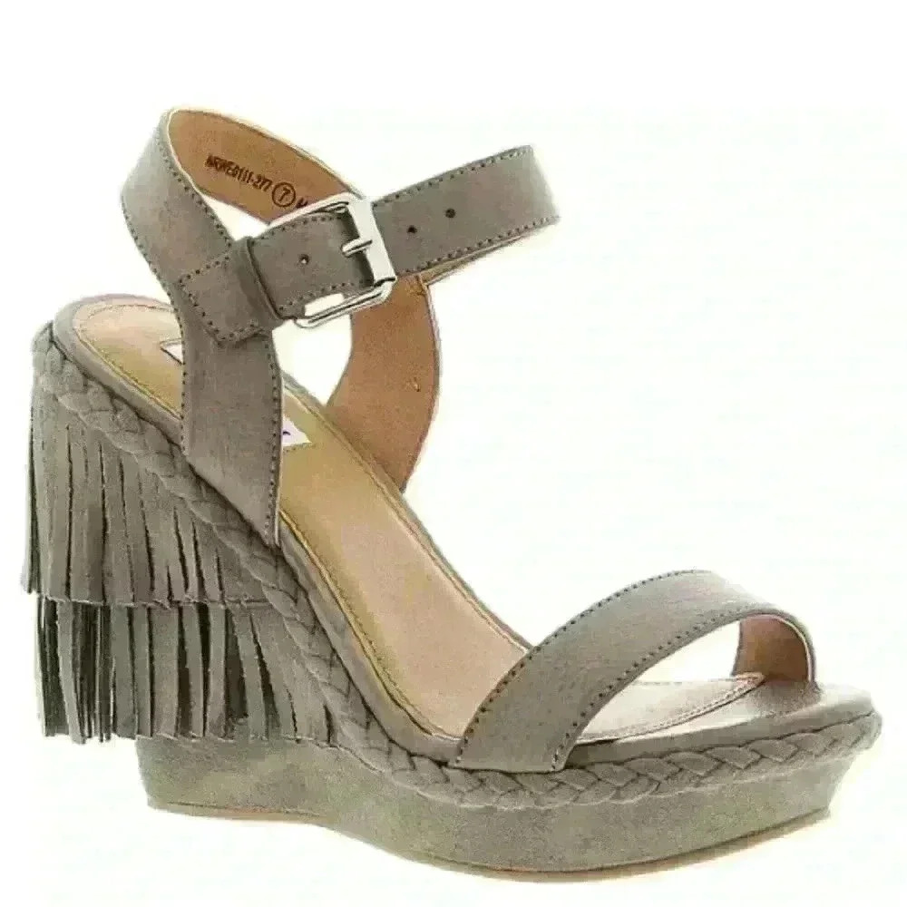Fringe Wedge Sandals